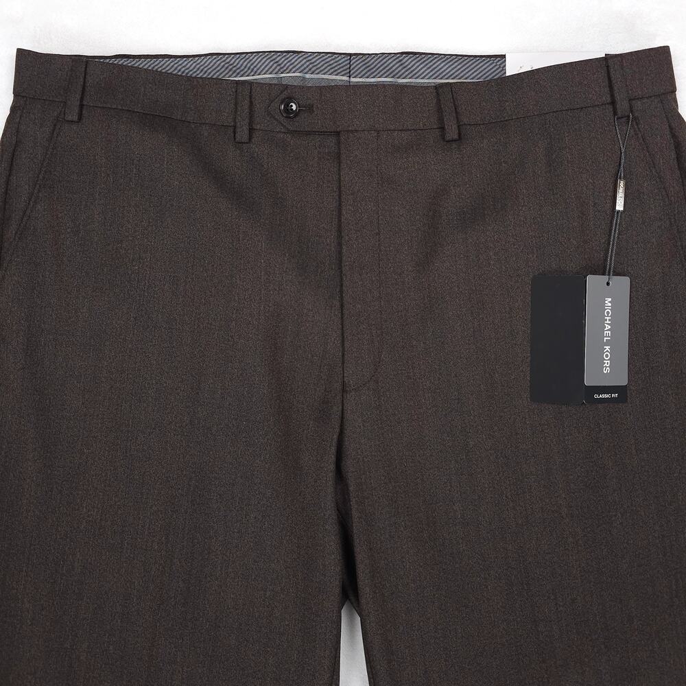 Michael Kors Mens Classic Fit 2 Piece Suit 44L 40x34 Brown Stretch Wool Twill - Picture 11 of 16